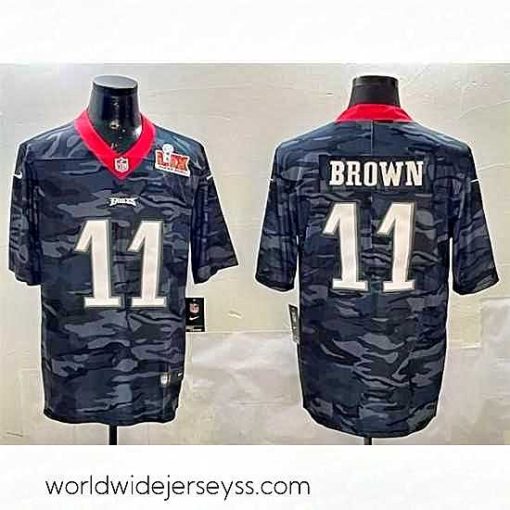 Finely crafted Philadelphia Eagles 11 A  J  Brown Black 2025 Super Bowl LIX Patch Camo Vapor Untouchable Limited Stitched Football Jersey