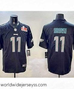 Finely crafted Philadelphia Eagles 11 A J  Brown Black 2025 Super Bowl LIX Patch Impact Vapor Untouchable Limited Stitched Football Jersey
