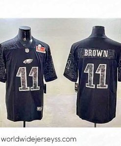 Finely crafted Philadelphia Eagles 11 A J  Brown Black 2025 Super Bowl LIX Patch Reflective Vapor Untouchable Limited Stitched Football Jersey