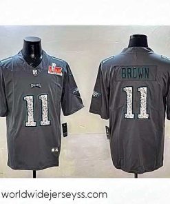 Exquisitely designed Philadelphia Eagles 11 A J  Brown Gray 2025 Super Bowl LIX Patch Fashion Vapor Untouchable Limited Stitched Football Jersey