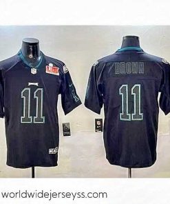 Exquisitely designed Philadelphia Eagles 11 A J  Brown Lights Out Black 2025 Super Bowl LIX Patch Color Rush Vapor Untouchable Limited Stitched Football Jersey