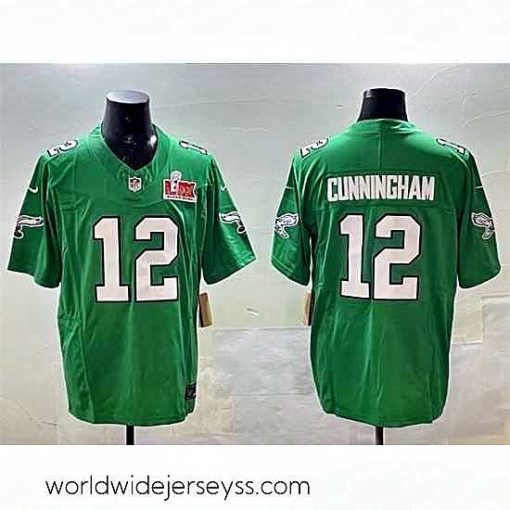 Finely crafted Philadelphia Eagles 12 Randall Cunningham Green 2025 Super Bowl LIX Patch F.U.S.E  Throwback Vapor Untouchable Limited Stitched Football Jersey