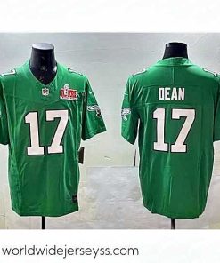 Finely crafted Philadelphia Eagles 17 Nakobe Dean Green 2025 Super Bowl LIX Patch F.U.S.E  Throwback Vapor Untouchable Limited Stitched Football Jersey
