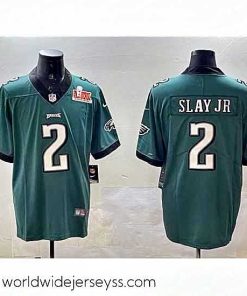 Marvelously styled Philadelphia Eagles 2 Darius Slay Jr  Green 2025 Super Bowl LIX Patch Vapor Untouchable Limited Stitched Football Jersey