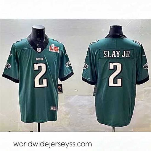 Marvelously styled Philadelphia Eagles 2 Darius Slay Jr  Green 2025 Super Bowl LIX Patch Vapor Untouchable Limited Stitched Football Jersey