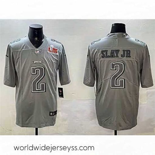 Superbly made Philadelphia Eagles 2 Darius Slay Jr  Grey 2025 Super Bowl LIX Patch Atmosphere Fashion Vapor Untouchable Limited Stitched Football Jersey