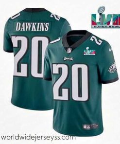 Marvelously styled Philadelphia Eagles 20 Brian Dawkins Green Super Bowl LVII Patch Vapor Untouchable Limited Stitched Jersey