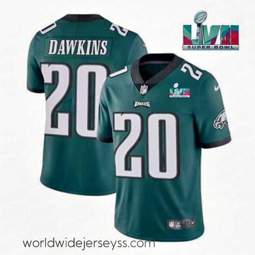 Marvelously styled Philadelphia Eagles 20 Brian Dawkins Green Super Bowl LVII Patch Vapor Untouchable Limited Stitched Jersey