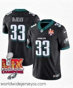 Exceptionally fashioned Philadelphia Eagles 33 Cooper DeJean Black 2025 Eagles Logo Super Bowl LIX Patch New F.U.S.E  Vapor Untouchable Limited Stitched Football Jersey