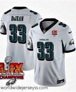 Marvelously styled Philadelphia Eagles 33 Cooper DeJean White 2025 Eagles Logo Super Bowl LIX Patch New F.U.S.E  Vapor Untouchable Limited Stitched Football Jersey