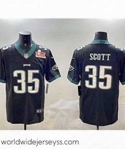 Exceptionally fashioned Philadelphia Eagles 35 Boston Scott Black 2025 Super Bowl LIX Patch Vapor Untouchable Limited Stitched Football Jersey