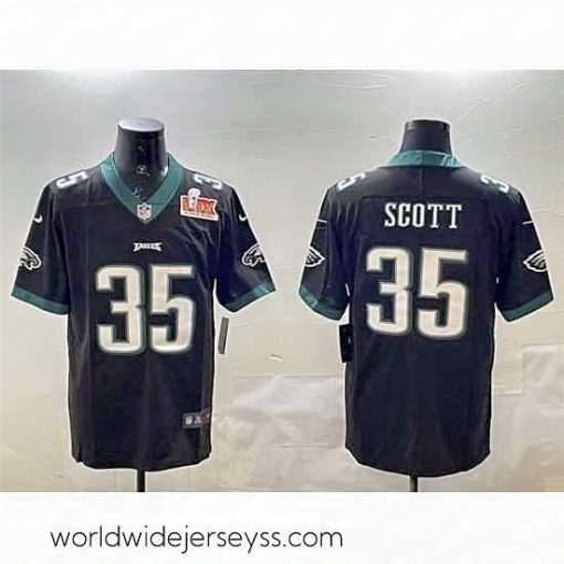 Exceptionally fashioned Philadelphia Eagles 35 Boston Scott Black 2025 Super Bowl LIX Patch Vapor Untouchable Limited Stitched Football Jersey