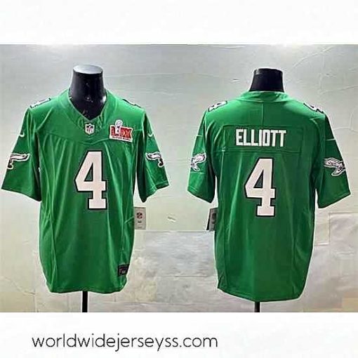 Superbly made Philadelphia Eagles 4 Jake Elliott Green 2025 Super Bowl LIX Patch F.U.S.E  Throwback Vapor Untouchable Limited Stitched Football Jersey