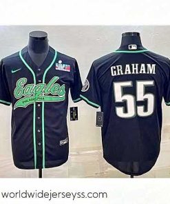 Finely crafted Philadelphia Eagles 55 Brandon Graham Black With Super Bowl LVII Patch Cool Base Stitched Baseball Jersey