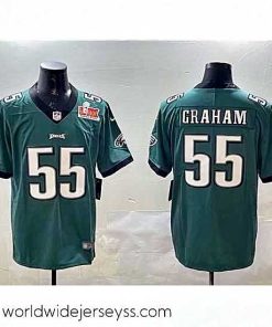 Marvelously styled Philadelphia Eagles 55 Brandon Graham Green 2025 Super Bowl LIX Patch Vapor Untouchable Limited Stitched Football Jersey