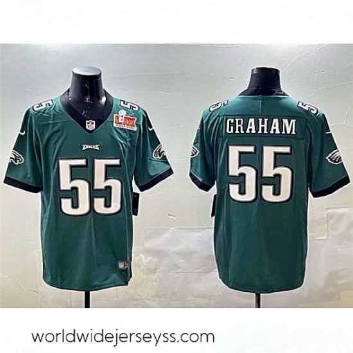 Marvelously styled Philadelphia Eagles 55 Brandon Graham Green 2025 Super Bowl LIX Patch Vapor Untouchable Limited Stitched Football Jersey