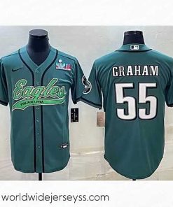 Marvelously styled Philadelphia Eagles 55 Brandon Graham Green With Super Bowl LVII Patch Cool Base Stitched Baseball Jersey