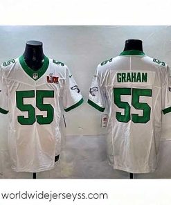 Superbly made Philadelphia Eagles 55 Brandon Graham White 2025 Super Bowl LIX Patch F.U.S.E  Vapor Untouchable Limited Stitched Football Jersey