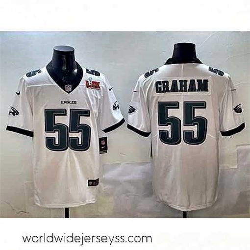 Marvelously styled Philadelphia Eagles 55 Brandon Graham White 2025 Super Bowl LIX Patch New Vapor Untouchable Limited Stitched Football Jersey