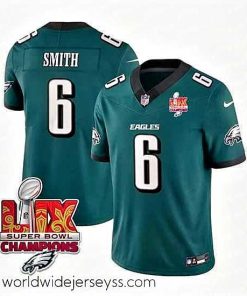 Superbly made Philadelphia Eagles 6 DeVonta Smith Green 2025 Eagles Logo Super Bowl LIX Patch New F.U.S.E  Vapor Limited Stitched Football Jersey