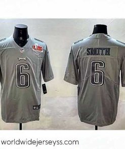 Exceptionally fashioned Philadelphia Eagles 6 DeVonta Smith Grey 2025 Super Bowl LIX Patch Atmosphere Fashion Vapor Untouchable Limited Stitched Football Jersey