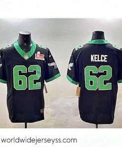 Finely crafted Philadelphia Eagles 62 Jason Kelce Black 2025 Super Bowl LIX Patch F.U.S.E  Vapor Untouchable Limited Stitched Football Jersey