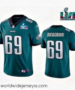 Exquisitely designed Philadelphia Eagles 69 Landon Dickerson Green Super Bowl LVII Patch Vapor Untouchable Limited Stitched Jersey