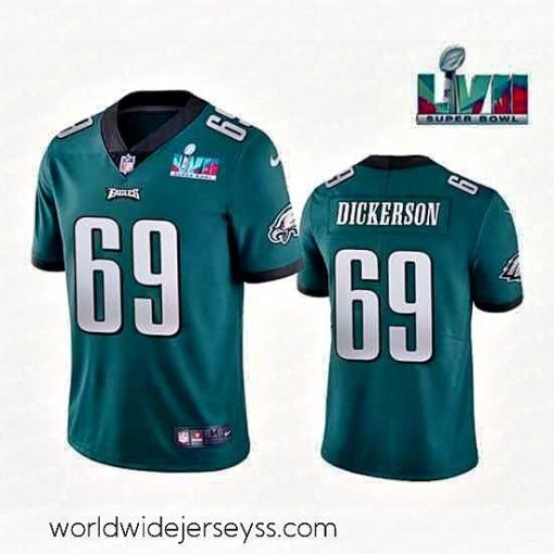 Exquisitely designed Philadelphia Eagles 69 Landon Dickerson Green Super Bowl LVII Patch Vapor Untouchable Limited Stitched Jersey