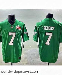 Exceptionally fashioned Philadelphia Eagles 7 Haason Reddick Green 2025 Super Bowl LIX Patch F.U.S.E  Throwback Vapor Untouchable Limited Stitched Football Jersey