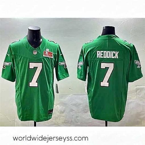 Exceptionally fashioned Philadelphia Eagles 7 Haason Reddick Green 2025 Super Bowl LIX Patch F.U.S.E  Throwback Vapor Untouchable Limited Stitched Football Jersey