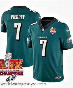 Marvelously styled Philadelphia Eagles 7 Kenny Pickett Green 2025 Eagles Logo Super Bowl LIX Patch New F.U.S.E  Vapor Limited Stitched Football Jersey