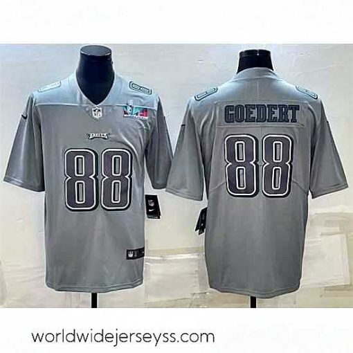 Exceptionally fashioned Philadelphia Eagles 88 Dallas Goedert Gray Super Bowl LVII Patch Atmosphere Fashion Stitched Jersey