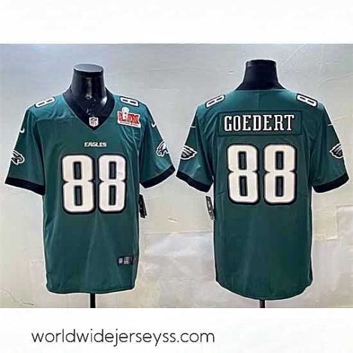 Exquisitely designed Philadelphia Eagles 88 Dallas Goedert Green 2025 Super Bowl LIX Patch New Vapor Untouchable Limited Stitched Football Jersey