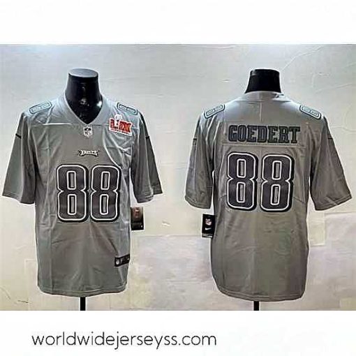 Superbly made Philadelphia Eagles 88 Dallas Goedert Grey 2025 Super Bowl LIX Patch Atmosphere Fashion Vapor Untouchable Limited Stitched Football Jersey