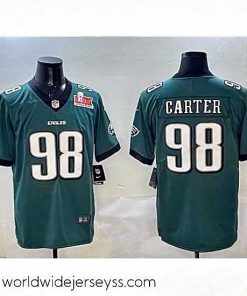 Finely crafted Philadelphia Eagles 98 Jalen Carter Green 2025 Super Bowl LIX Patch New Vapor Untouchable Limited Stitched Football Jersey