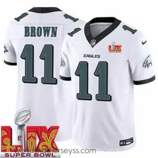 Exquisitely designed Philadelphia Eagles A.J. Brown #11 White 2024 2025 Super Bowl LIX F.U.S.E Stitched NFL Jersey