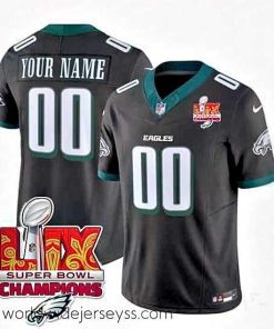 Finely crafted Philadelphia Eagles Active Player Custom Black 2025 Eagles Logo Super Bowl LIX Patch New F.U.S.E  Vapor Limited Stitched Football Jersey