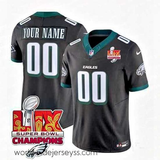 Finely crafted Philadelphia Eagles Active Player Custom Black 2025 Eagles Logo Super Bowl LIX Patch New F.U.S.E  Vapor Limited Stitched Football Jersey