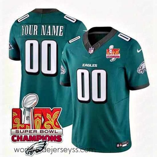 Exquisitely designed Philadelphia Eagles Active Player Custom Green 2025 Eagles Logo Super Bowl LIX Patch New F.U.S.E  Vapor Limited Stitched Football Jersey