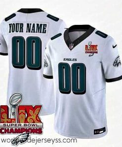 Superbly made Philadelphia Eagles Active Player Custom White 2025 Eagles Logo Super Bowl LIX Patch New F.U.S.E  Vapor Limited Stitched Football Jersey