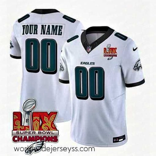 Superbly made Philadelphia Eagles Active Player Custom White 2025 Eagles Logo Super Bowl LIX Patch New F.U.S.E  Vapor Limited Stitched Football Jersey