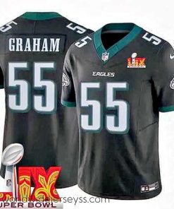 Marvelously styled Philadelphia Eagles Brandon Graham #55 Black 2024 2025 Super Bowl LIX F.U.S.E Stitched NFL Jersey