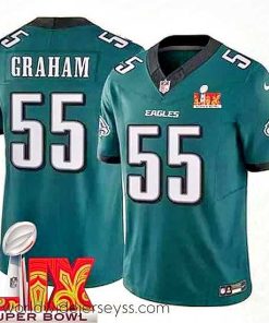Superbly made Philadelphia Eagles Brandon Graham #55 Green 2024 2025 Super Bowl LIX F.U.S.E Stitched NFL Jersey