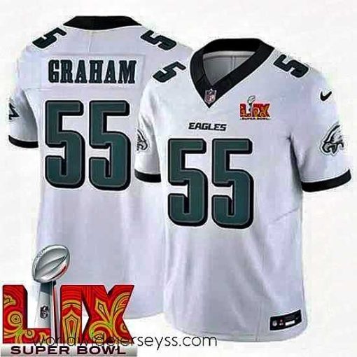 Exquisitely designed Philadelphia Eagles Brandon Graham #55 White 2024 2025 Super Bowl LIX F.U.S.E Stitched NFL Jersey