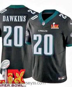Exquisitely designed Philadelphia Eagles Brian Dawkins #20 Black 2024 2025 Super Bowl LIX F.U.S.E Stitched NFL Jersey