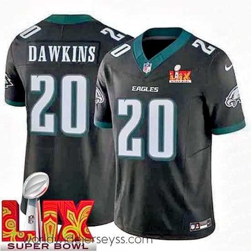 Exquisitely designed Philadelphia Eagles Brian Dawkins #20 Black 2024 2025 Super Bowl LIX F.U.S.E Stitched NFL Jersey