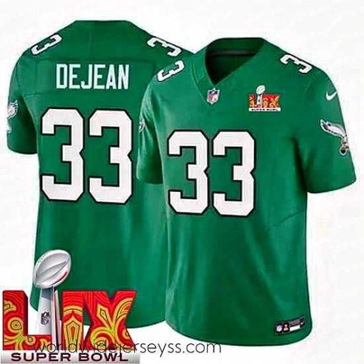 Superbly made Philadelphia Eagles Cooper DeJean #33 Kelly Green 2024 2025 Super Bowl LIX F.U.S.E Stitched NFL Jersey