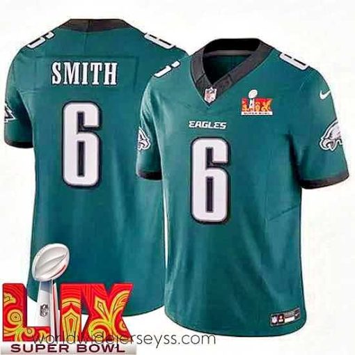 Finely crafted Philadelphia Eagles DeVonta Smith #6 Green 2024 2025 Super Bowl LIX F.U.S.E Stitched NFL Jersey