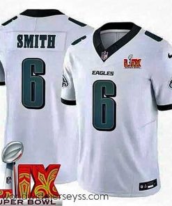 Exquisitely designed Philadelphia Eagles DeVonta Smith #6 White 2024 2025 Super Bowl LIX F.U.S.E Stitched NFL Jersey