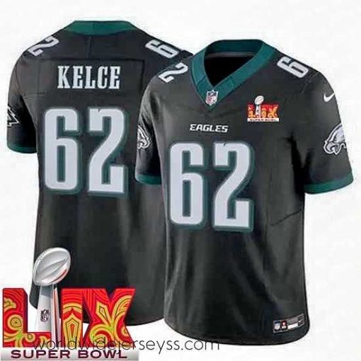 Finely crafted Philadelphia Eagles Jason Kelce #62 Black 2024 2025 Super Bowl LIX F.U.S.E Stitched NFL Jersey
